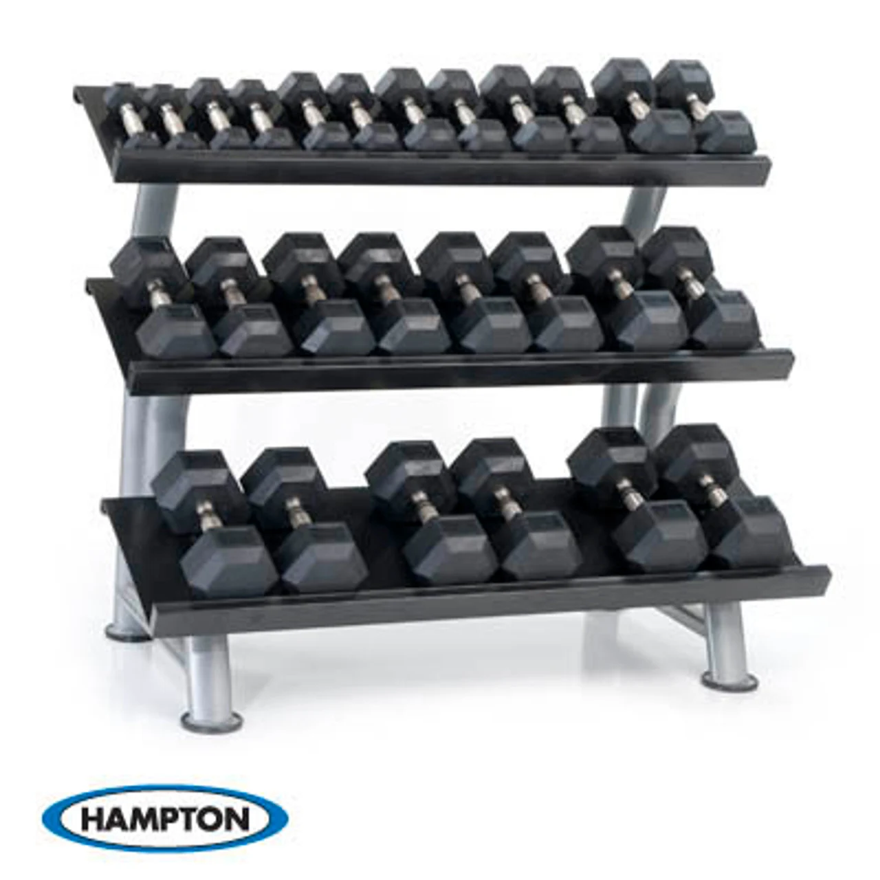 Hampton Urethane Dura-Bell 23 Pair Horizontal Racking Dumbbell Set
